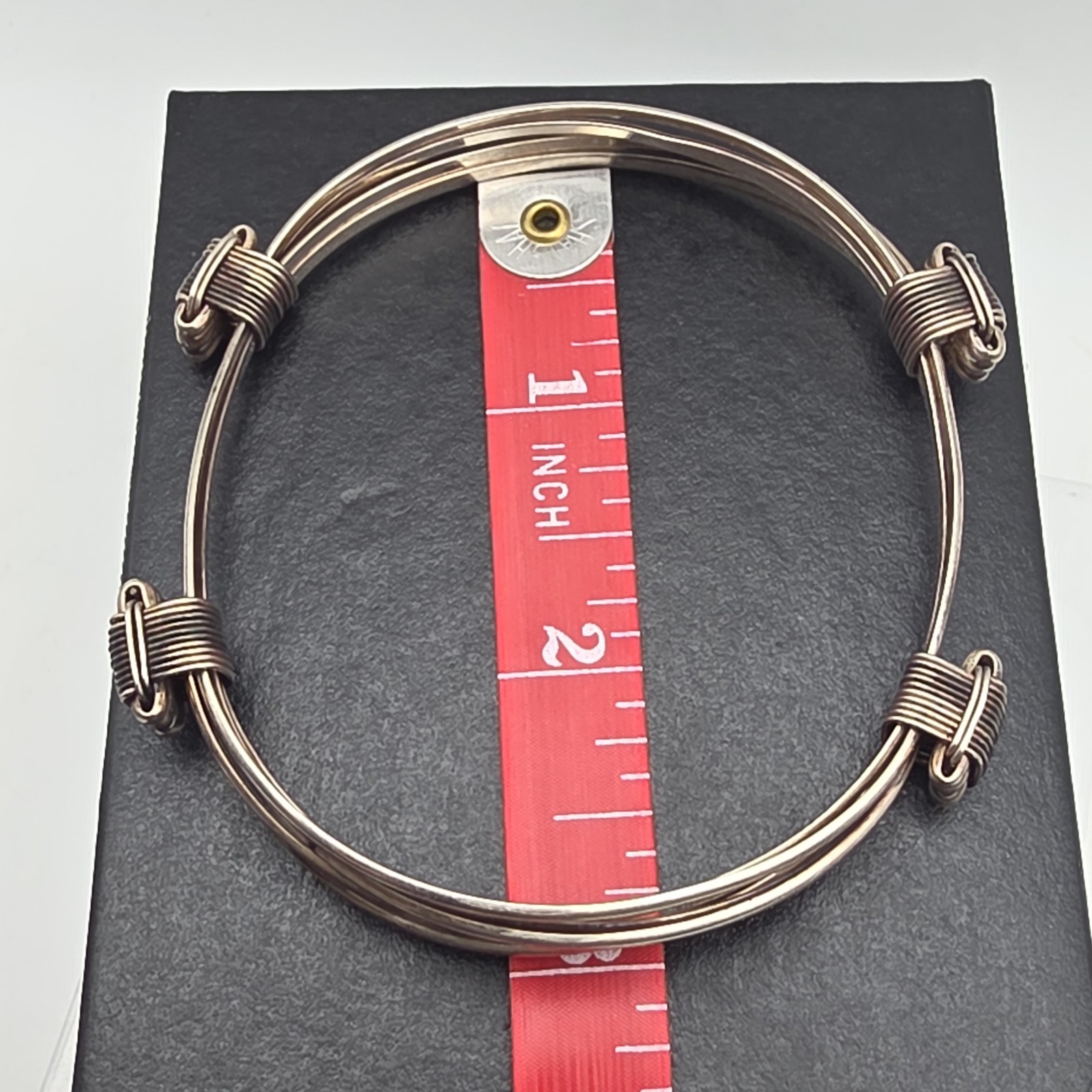 Vtg Brutalist Sterling Silver Wire Wrapped Bangle Bracelet Multi Strand 3″ 30+g