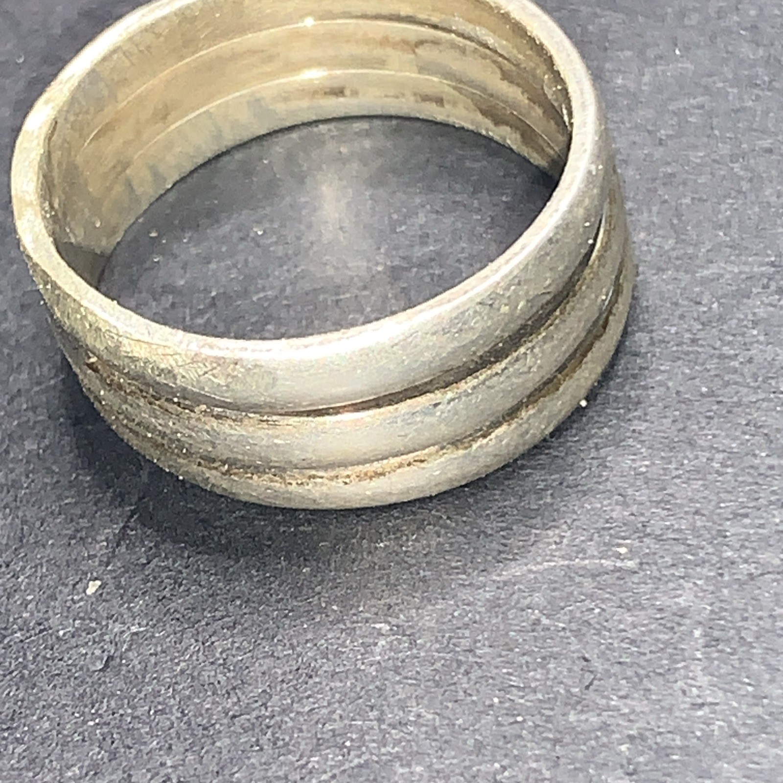 STERLING SILVER .925 Lot Ring 026 Sz 6 3 Tri Stack Stacked Stackable Bands Band