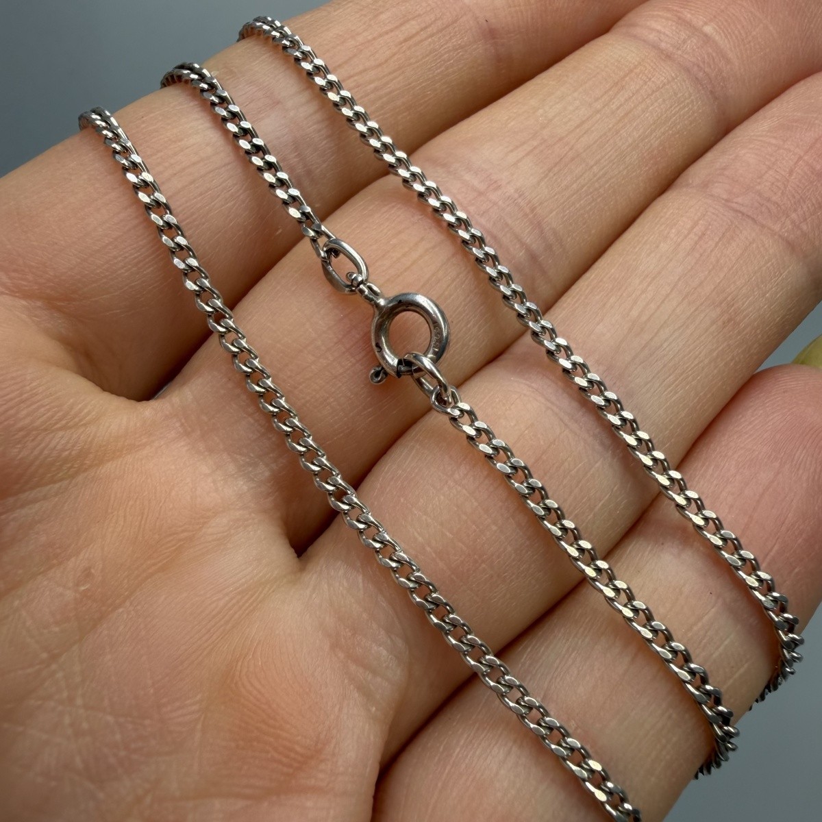Vintage 925 Sterling Silver Necklace Unisex Jewelry Curb Chain 57 cm