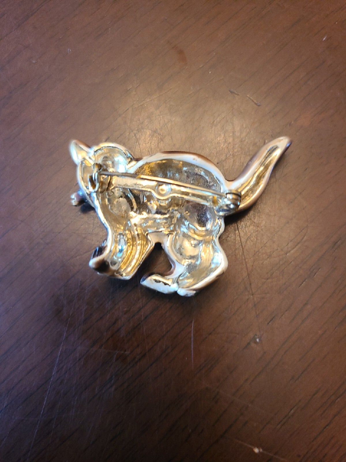 Vintage Brown Tone Rhinestone Pin Brooch, See Pictures, A Little Creepy, LOL