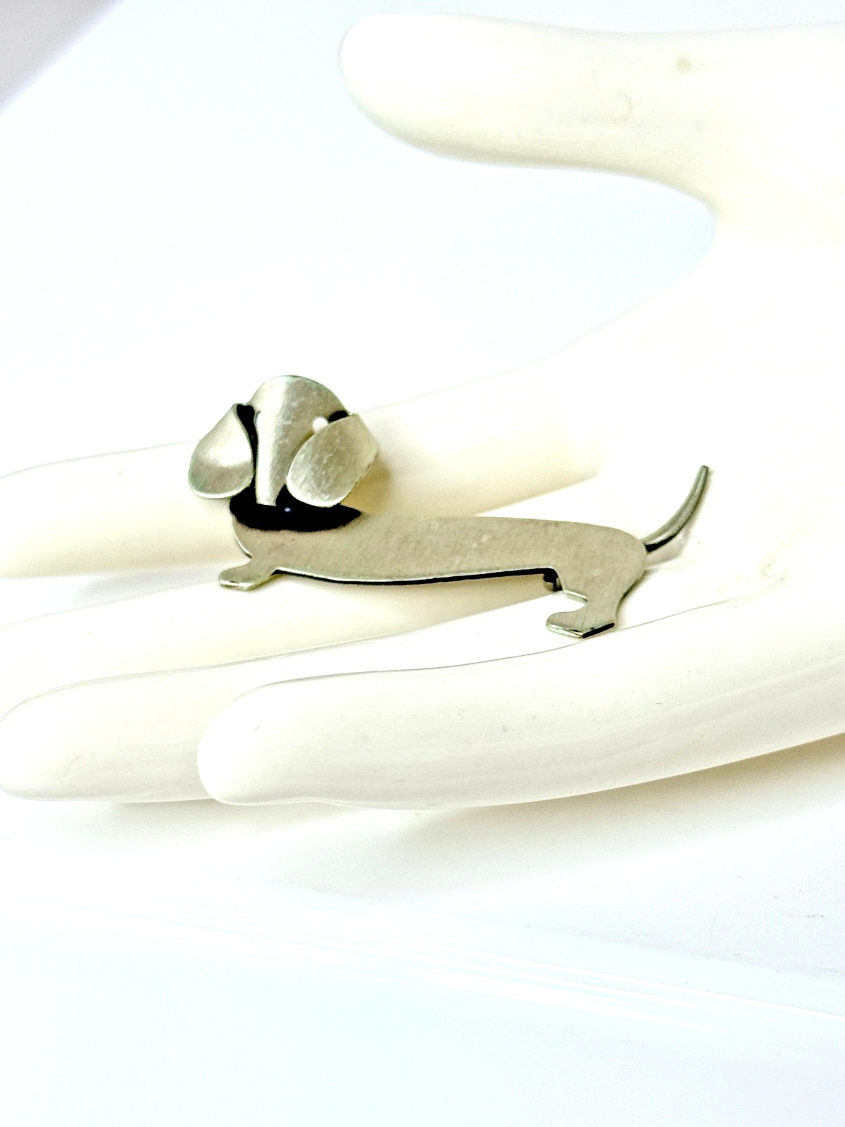 Beau Sterling 925 Dachshund Dog Brooch Pin – Vintage Figural Silver 2in