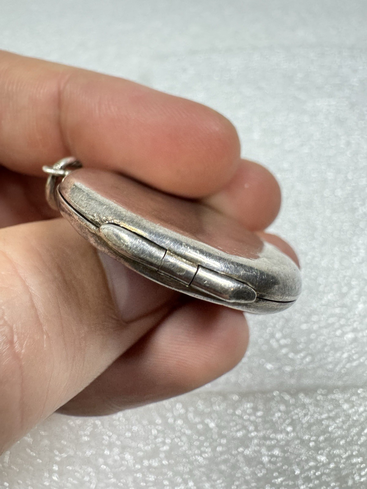 Antique Sterling Silver Art Nouveau Repousse Lady Crescent Moon & Stars Locket