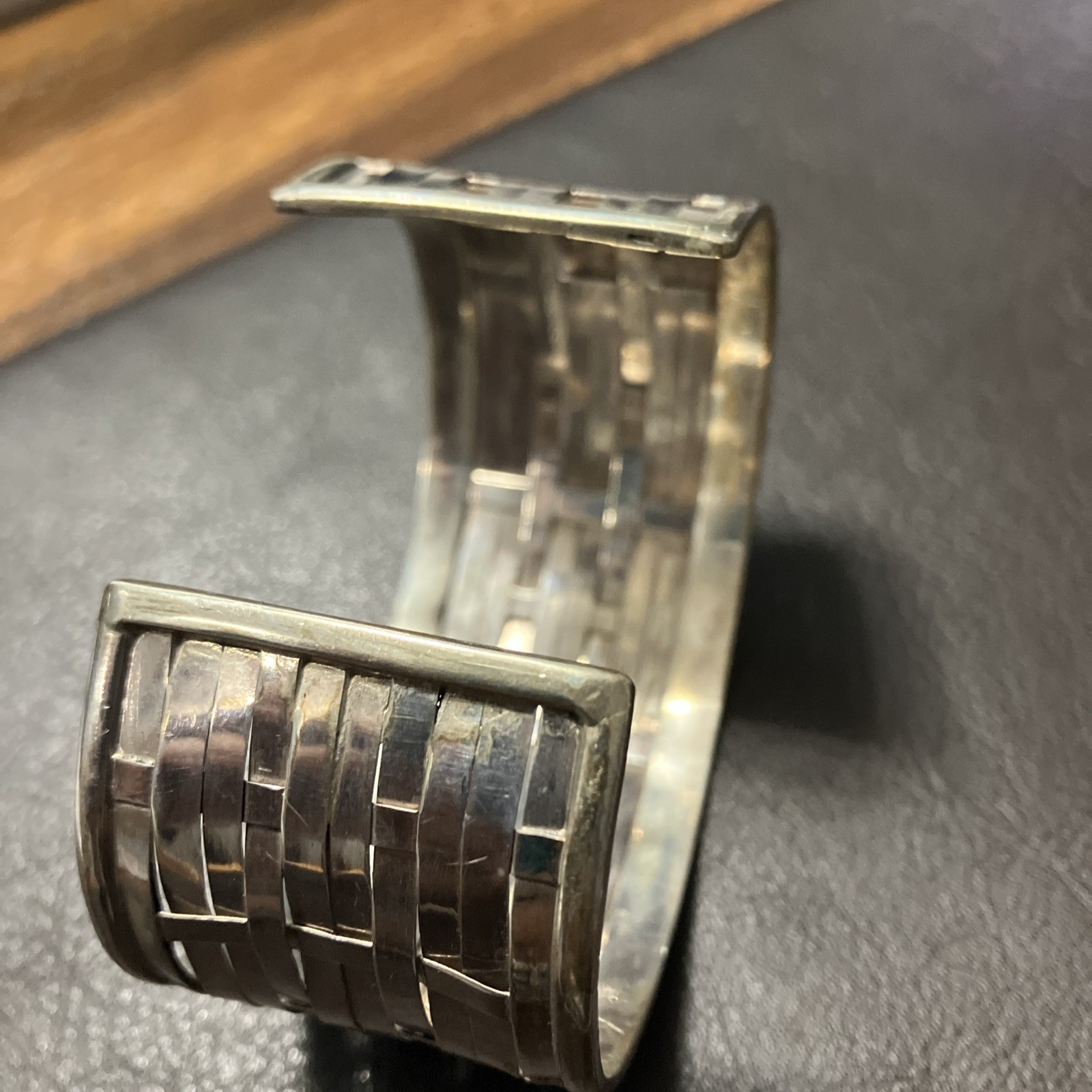 Sterling Silver 925 Cuff Woven 35 Grams Adult Unisex Adjustable