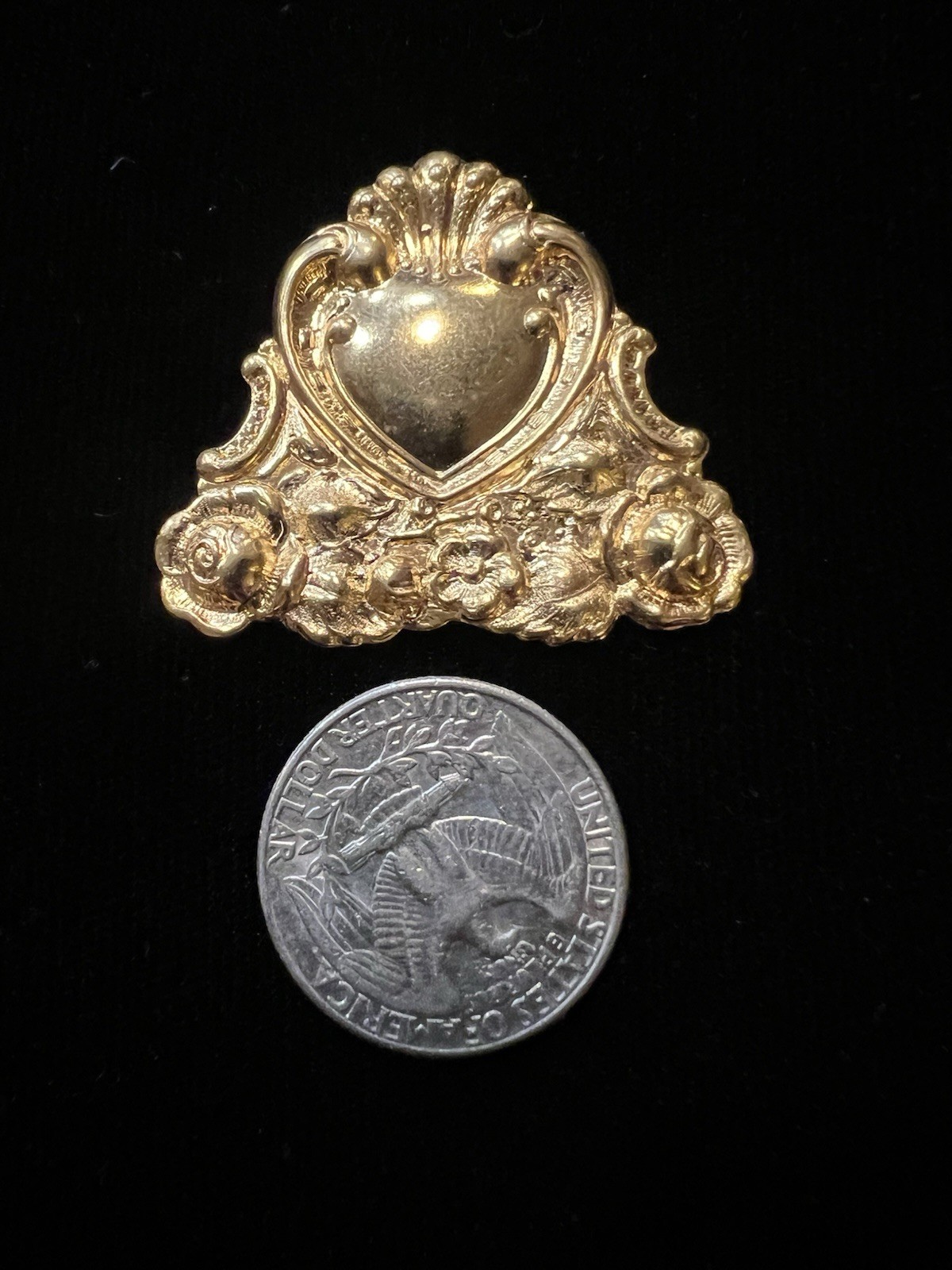 Vintage Heart 22K Gold Plated Brass Stamping for Decoration/Jewelry Making NOS