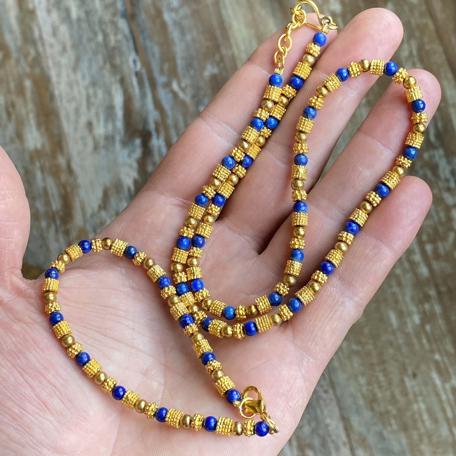 Vtg Museum Museum Art Lapis Lazuli Beaded Necklace Bracelet Etruscan Revival MMA