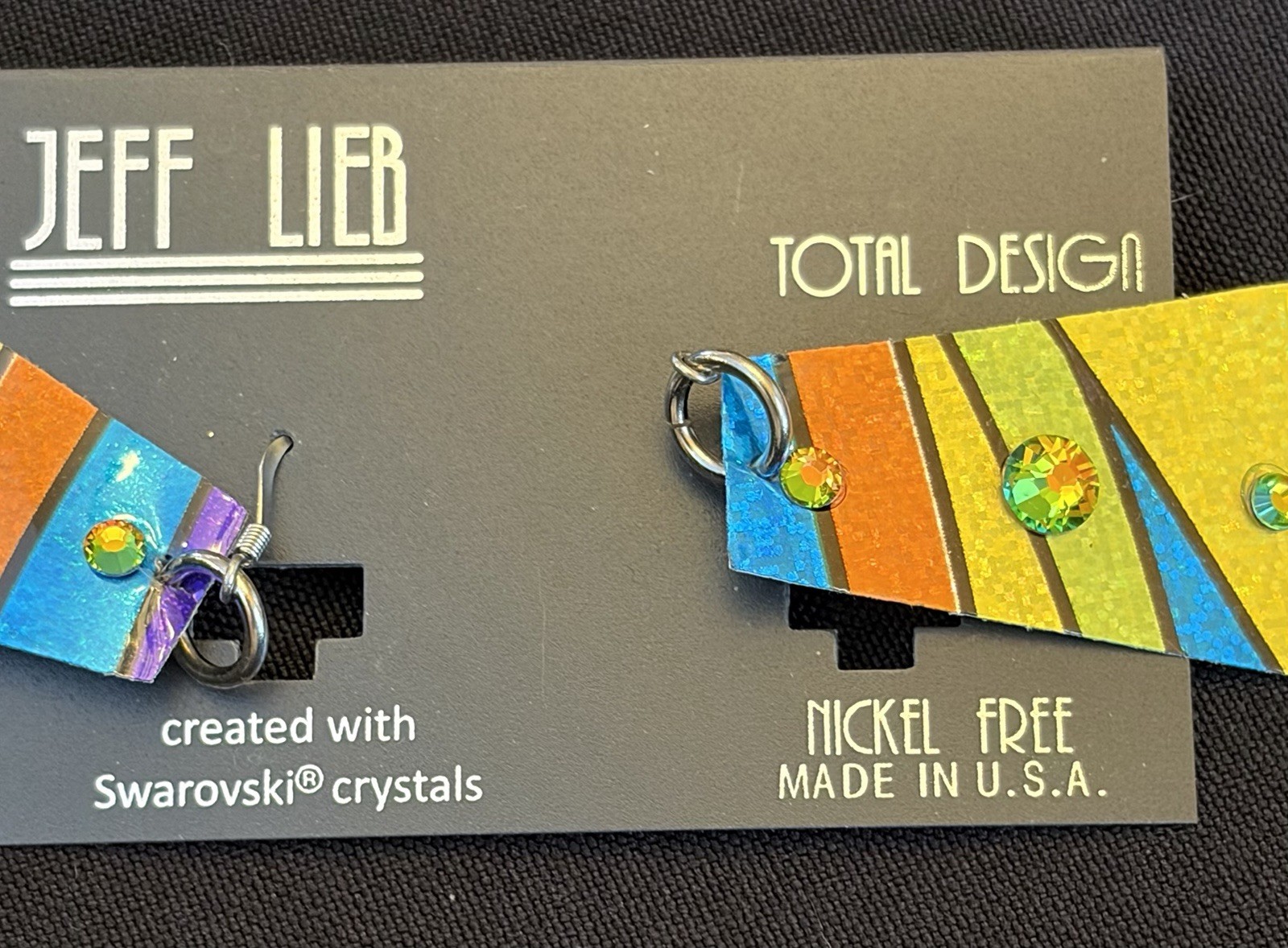 NEW Jeff Lieb Swarovski Chrystals Multi-Color Earrings FUN!