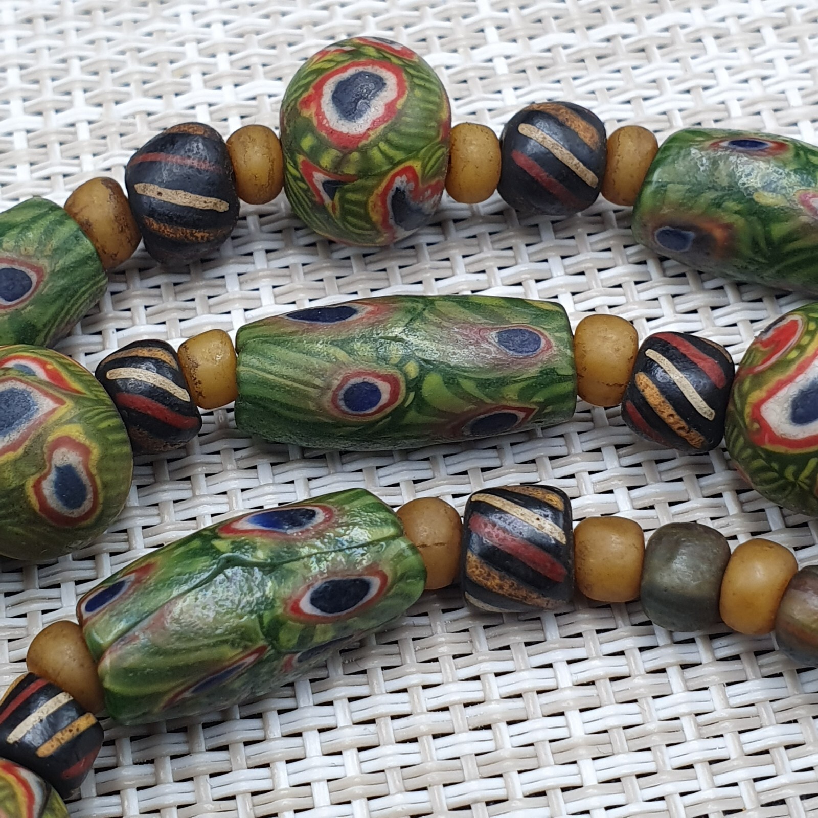 Vintage African Style Gabri Eyes Glass Beaded Necklace
