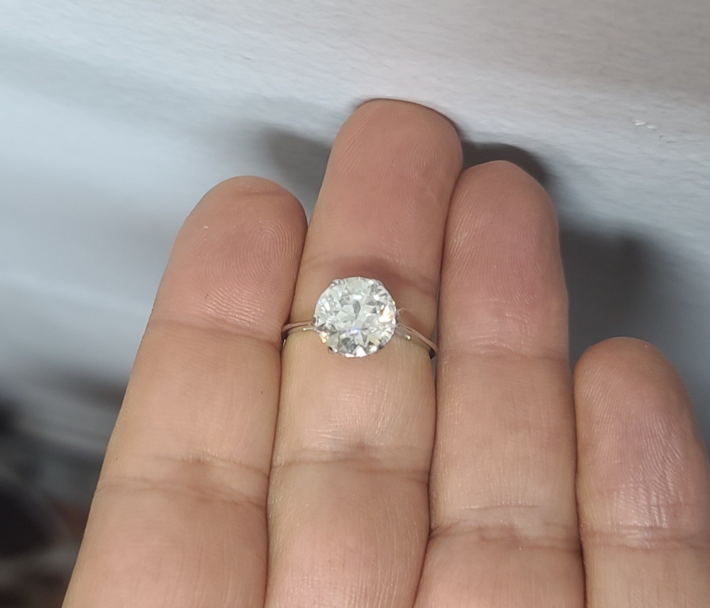 Vintage Platinum Engagement Ring 3.34CT. Natural Old Euro Cut Round Diamond