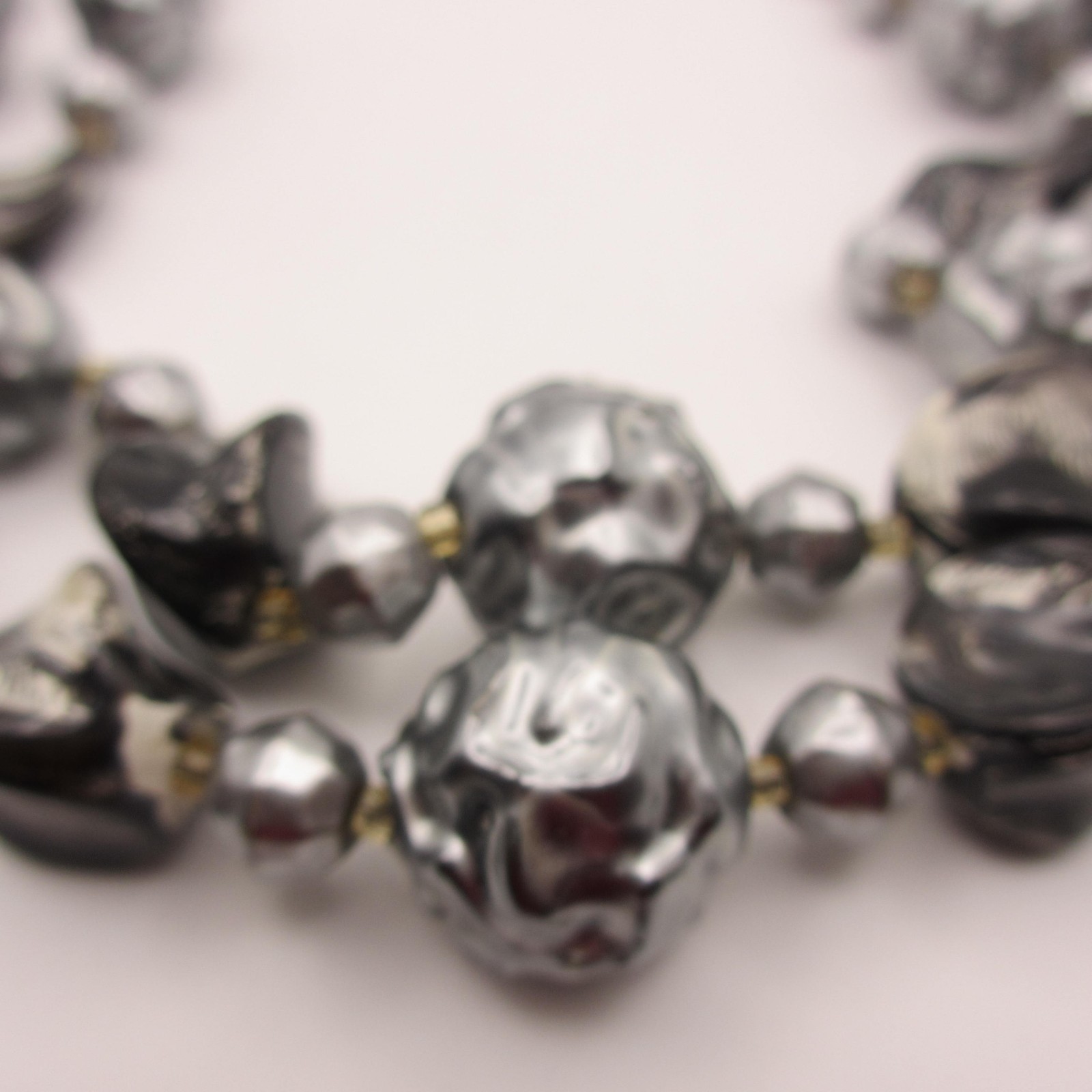 Vintage Hong Kong Necklace Beaded Black Gray Double Strand 23 Inch