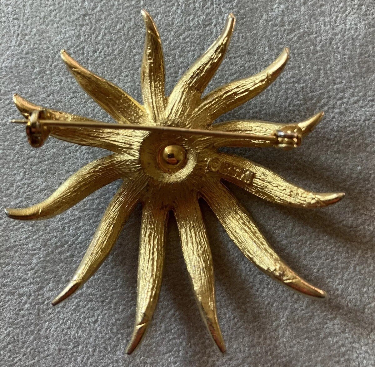 Vintage B.S.K Gold tone Flower Brooch 2.5 Inches New York