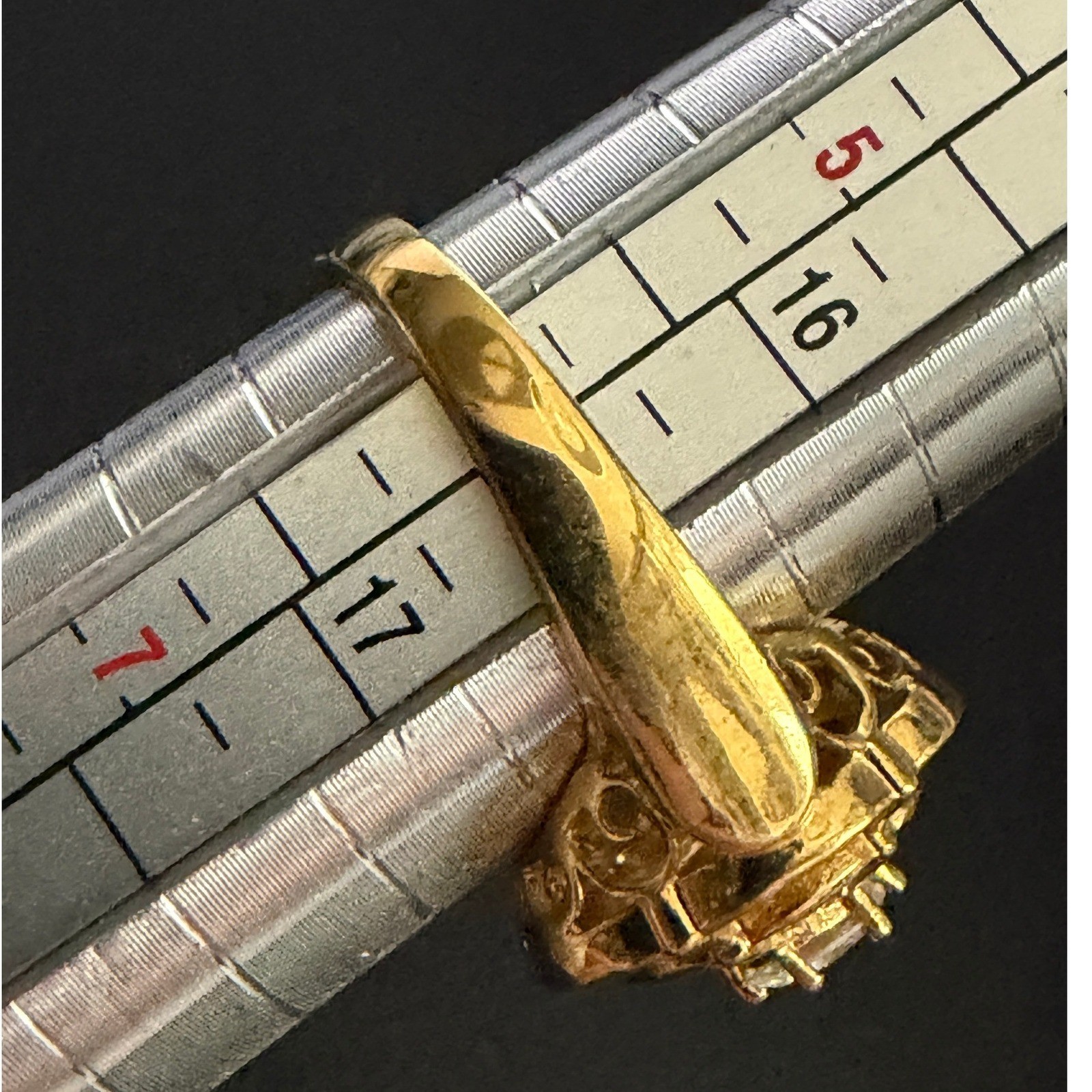 Vintage Etruscan Revival Ring Gold Plated CZ Size 6