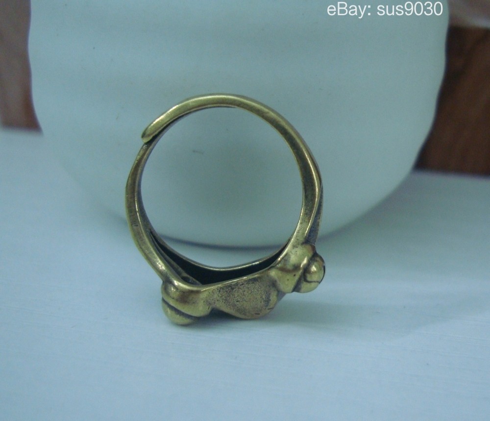 Retro Brass Frog Toad Statue Adjustable Ring US Size 6-8