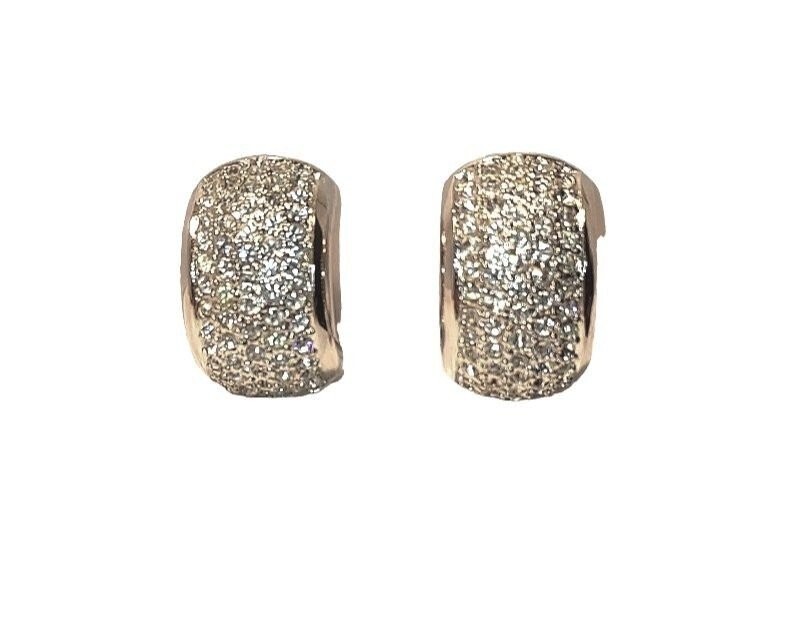 Dior Women’s Luxury Silver-Tone Rhinestones Half Hoop Pave Clip-on Earrings