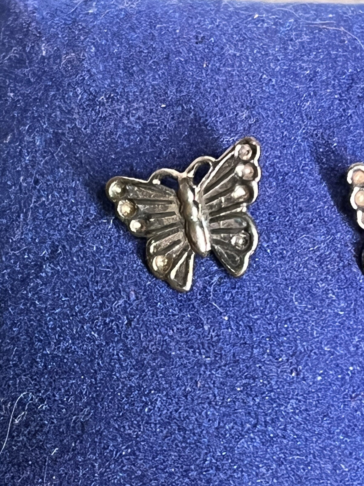Cute ,Vintage Silver Tone Molded Butterfly Earrings -Adults, Teens, Kids-Fashion