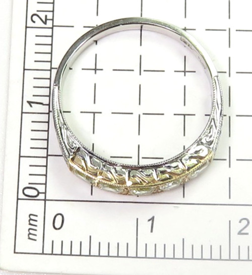Antique Fancy Light Yellow Plat 18KY Cushion Diamond Wedding Band Size 6 EGL USA