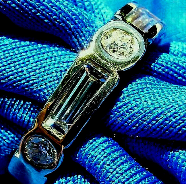 Original EARTH MINED DIAMOND Deco Wedding Band Vintage Style 14K GOLD Ring 6.25