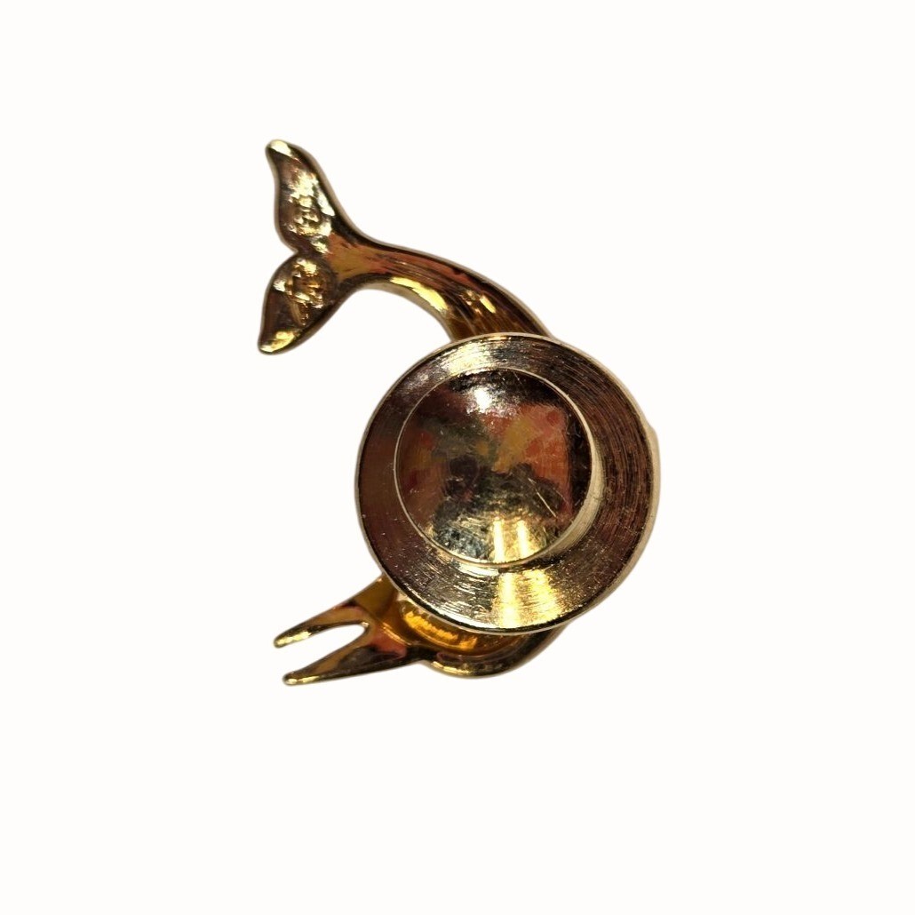 VTG Signed Swarovski Crystal Green-Eyed Dolphin Pin/Tie Tack mini brooch VERY RA
