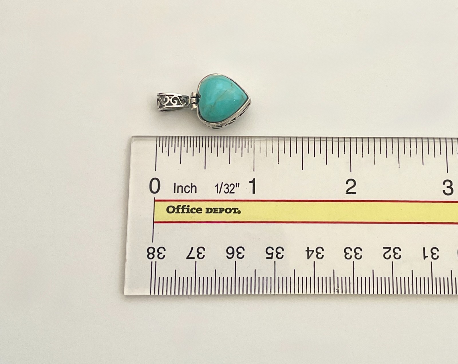 Vintage Sterling Silver 925 & Turquoise Heart Pendant