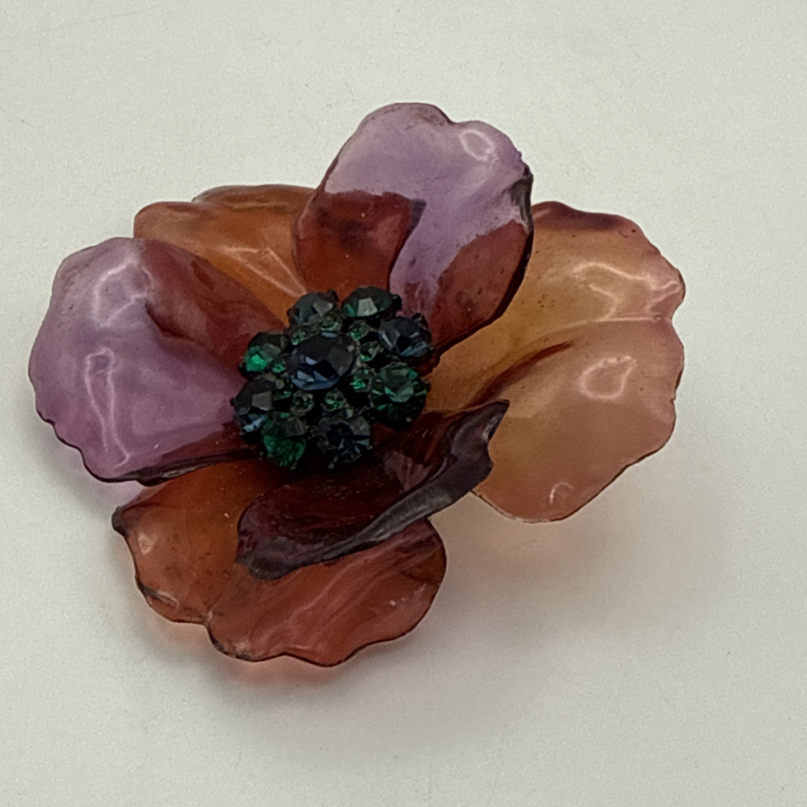 Vintage Rhinestone Celluloid Acetate 3-D Flower Pin And Butterfly Hair Clip