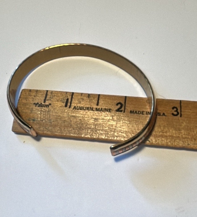 Vintage Signed Sergio Lub 2.5″ Mixed Metals Cuff Bracelet Gold Silver Copper…