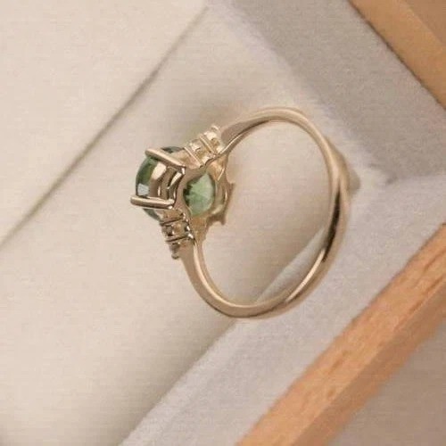 2.65Ct Art Deco Lab Created Emerald & Diamond Anniversary Gift 14K Gold FN Ring