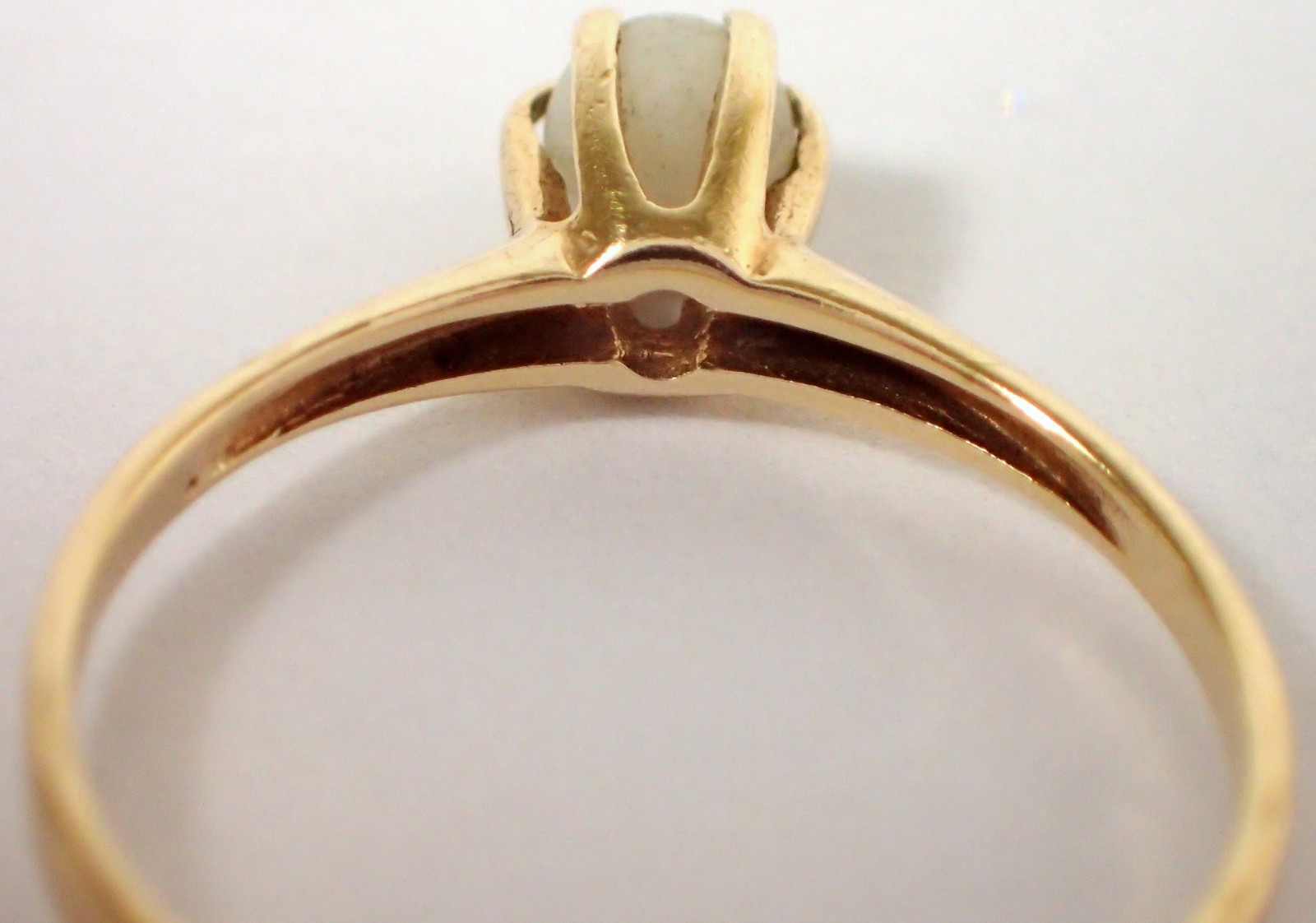 Antique Victorian 1.1g SOLID 10k Yellow Gold Prong Set White Stone Ring Sz 5.5