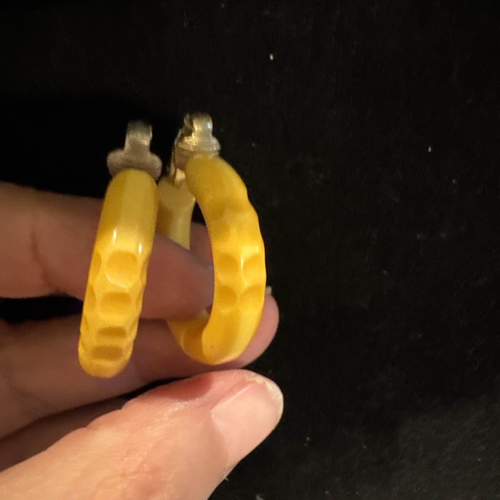 Vintage Bakelite earrings butterscotch tone hoop clip on earrings