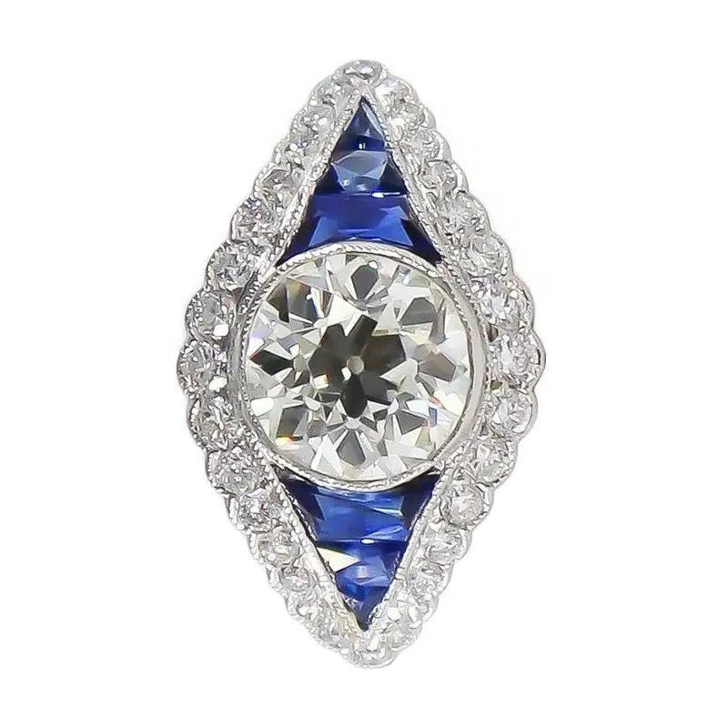 2Ct Art Deco Vintage Style Lab Created Diamond Engagement 14K White Gold FN Ring