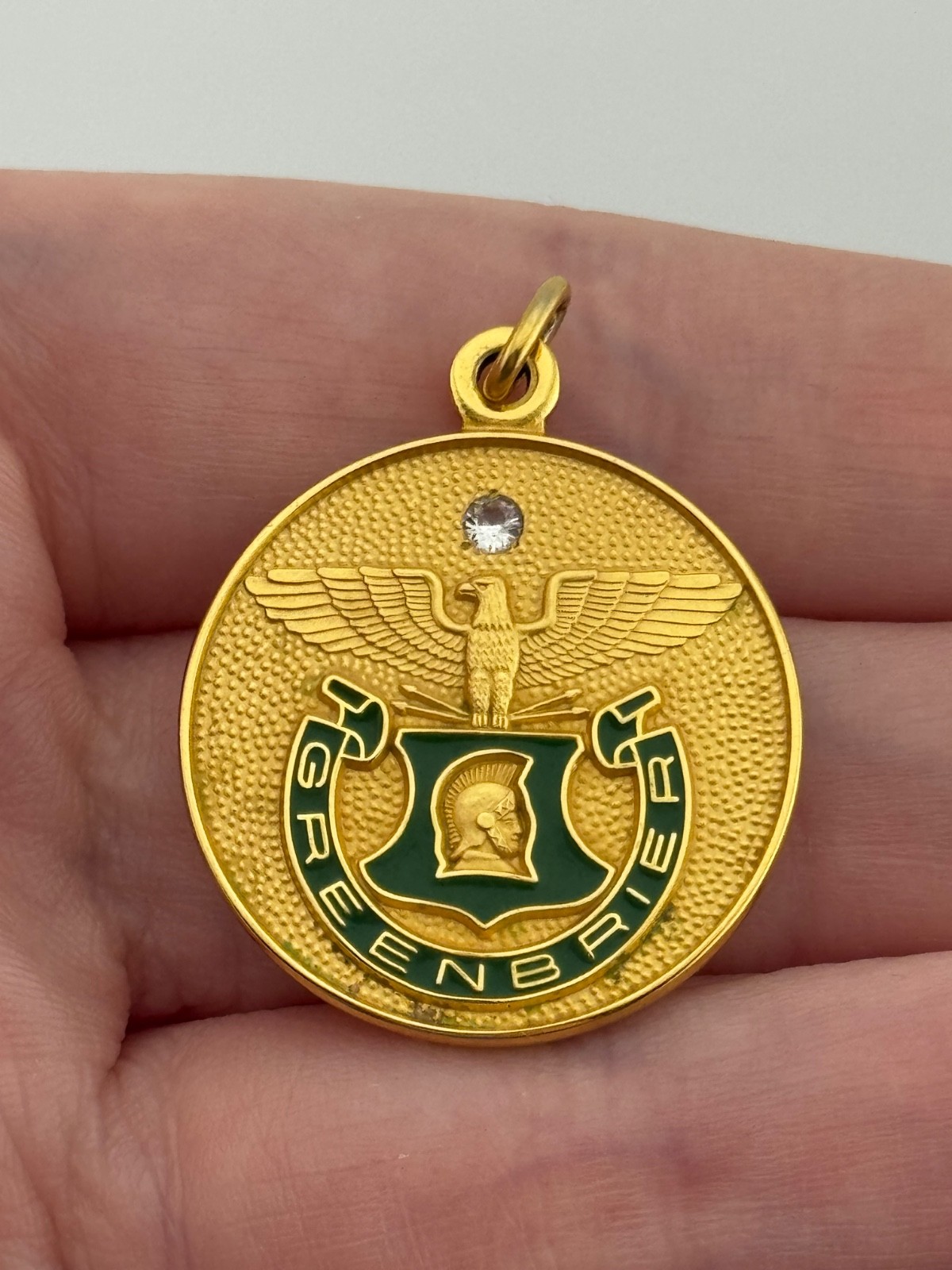 Vintage Greenbrier Military School Gold Filled GF Enamel Pendant Lewisburg WV
