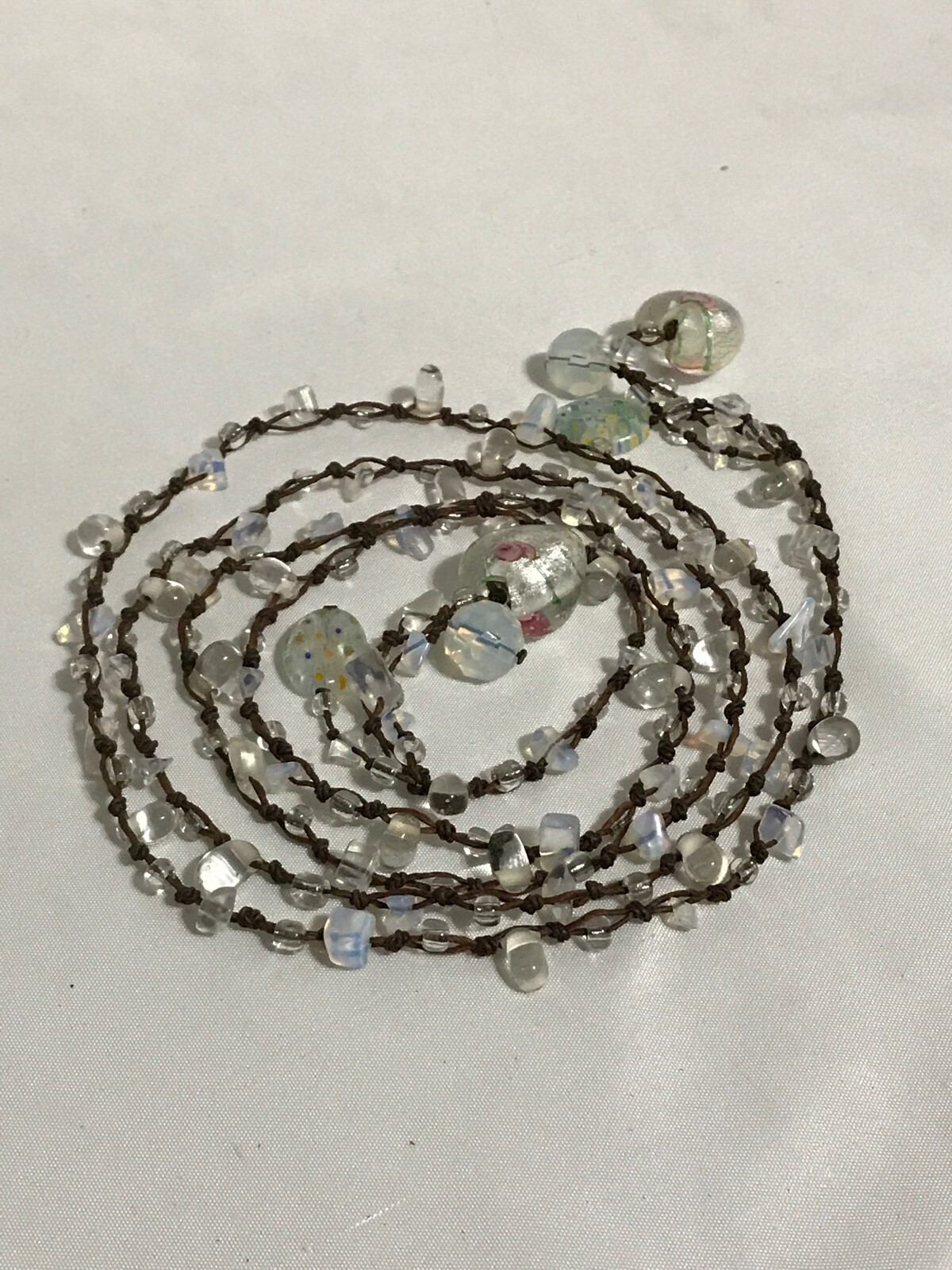 2 Amethyst Moonstone Extra Long Necklaces Sash Glass Mili Approximately 40” 50”