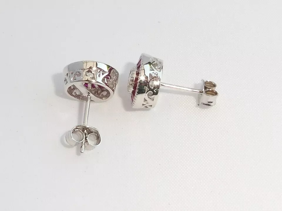 Art Deco Lab Created Diamond Wedding Anniversary New 14K White Gold FN Earrings