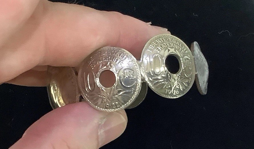Vintage Real Antique Coin Cuff Bracelet 1921 To 1941 Great Britain French Silver
