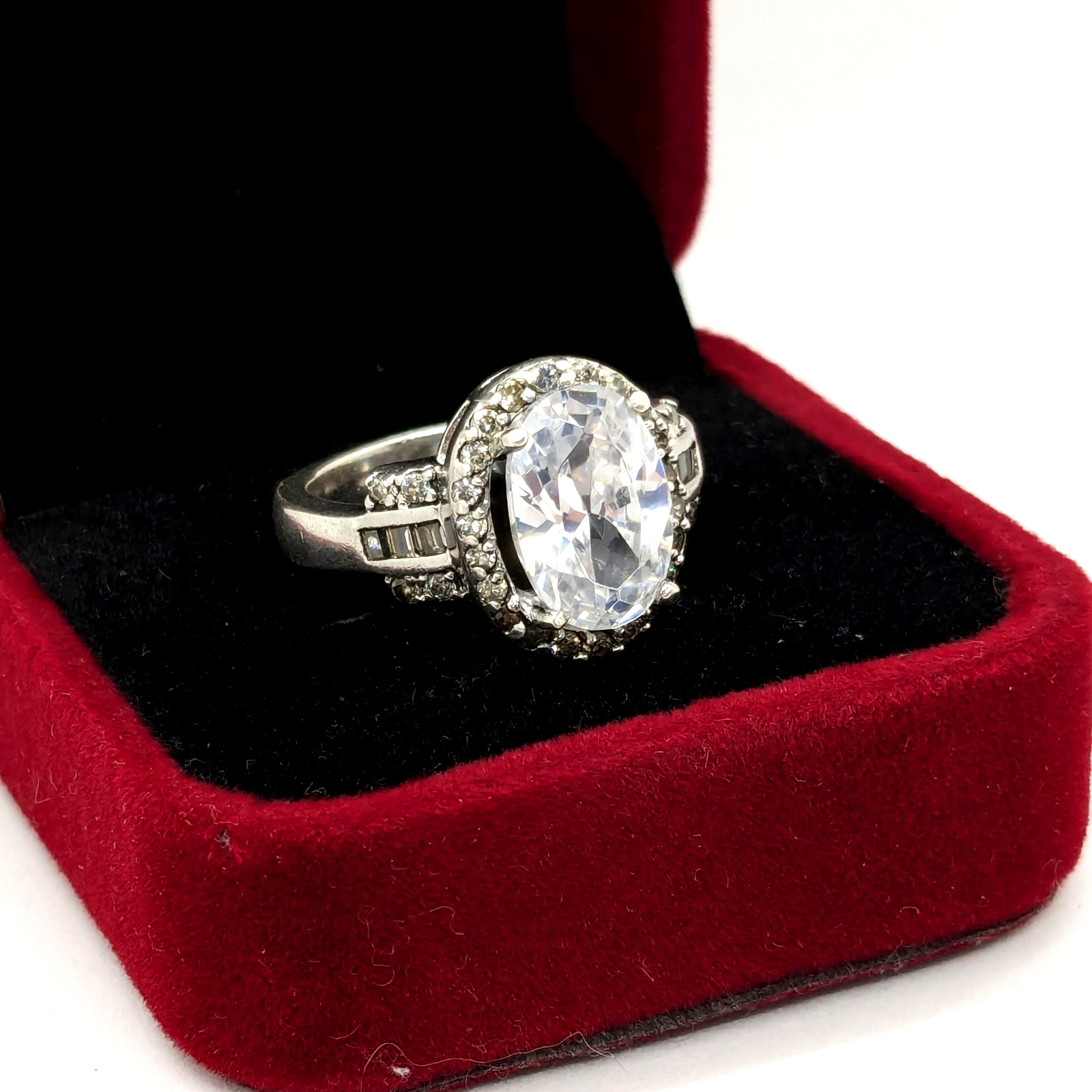 Vintage Elegant RING Silver 925 with Big Bright Stone -size: 8.25US (18mm) | #91