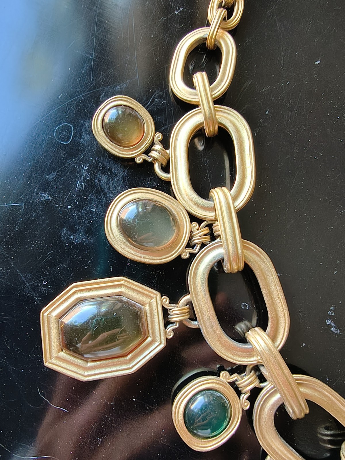 VINTAGE SIGNED NUMBERED YVES ST. LAURENT GRIPOIX GOLD TONE NECKLACE GOOSSENS