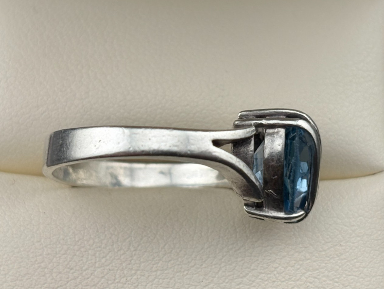 925 Sterling Silver Vintage Sky & Swiss Blue Topaz Designer Rings Sz. 8 & 8.5