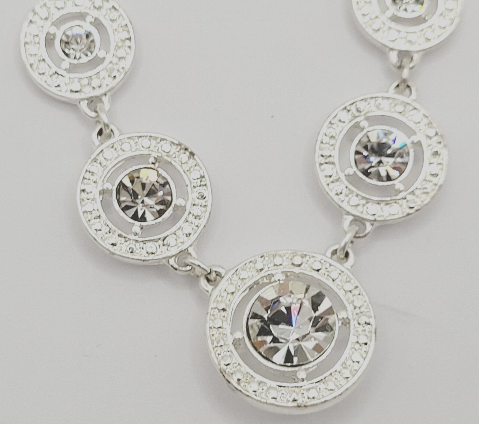 Avon NRT Professional Sparkling Rhinestone Silver Tone Metal Vintage Necklace