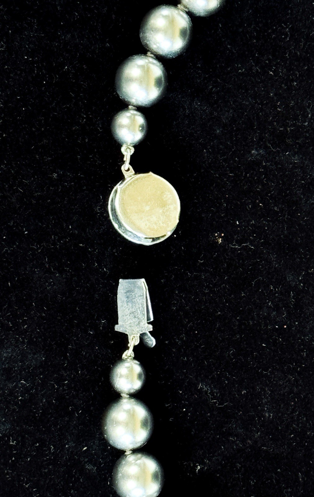 Vintage Faux Dark Gray Pearl Necklace and Matching Bracelet Glass Both EUC