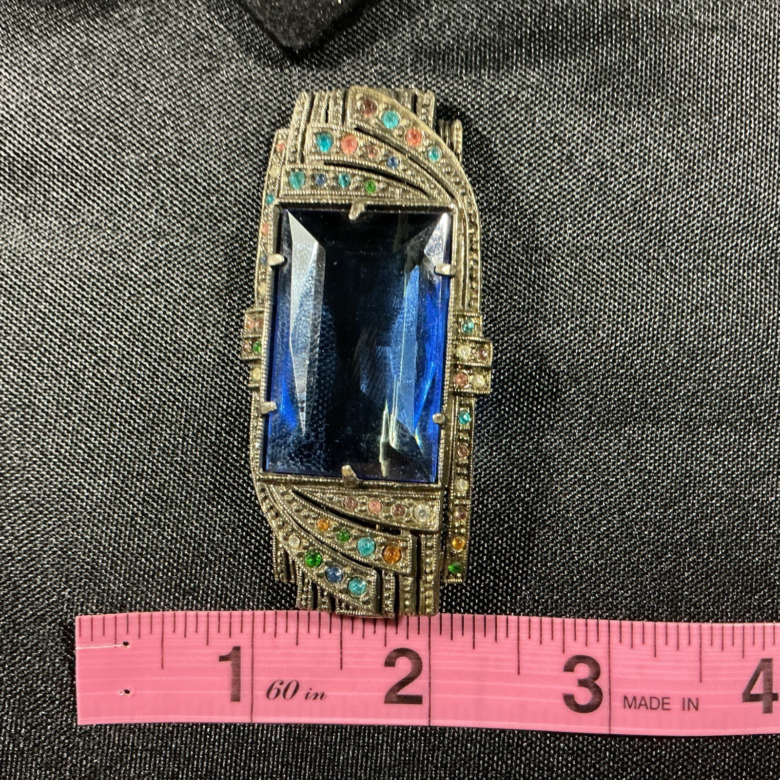 L/N Little Nemo Vintage Signed Multicolored Rhinestone Brooch