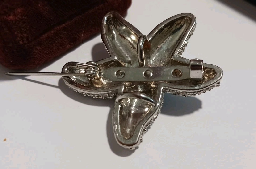 VINTAGE FAUX ART DECO SILVER TURQUOISE & CHRYSTAL PENDANT OR BROOCH BEACH VIBES