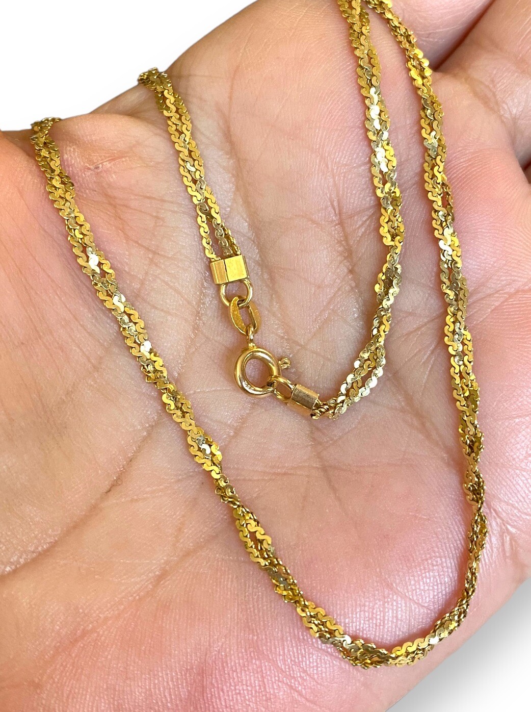 Vintage 14K Solid Italian Gold 17.75” 3mm Braided Necklace 6.4 grams!