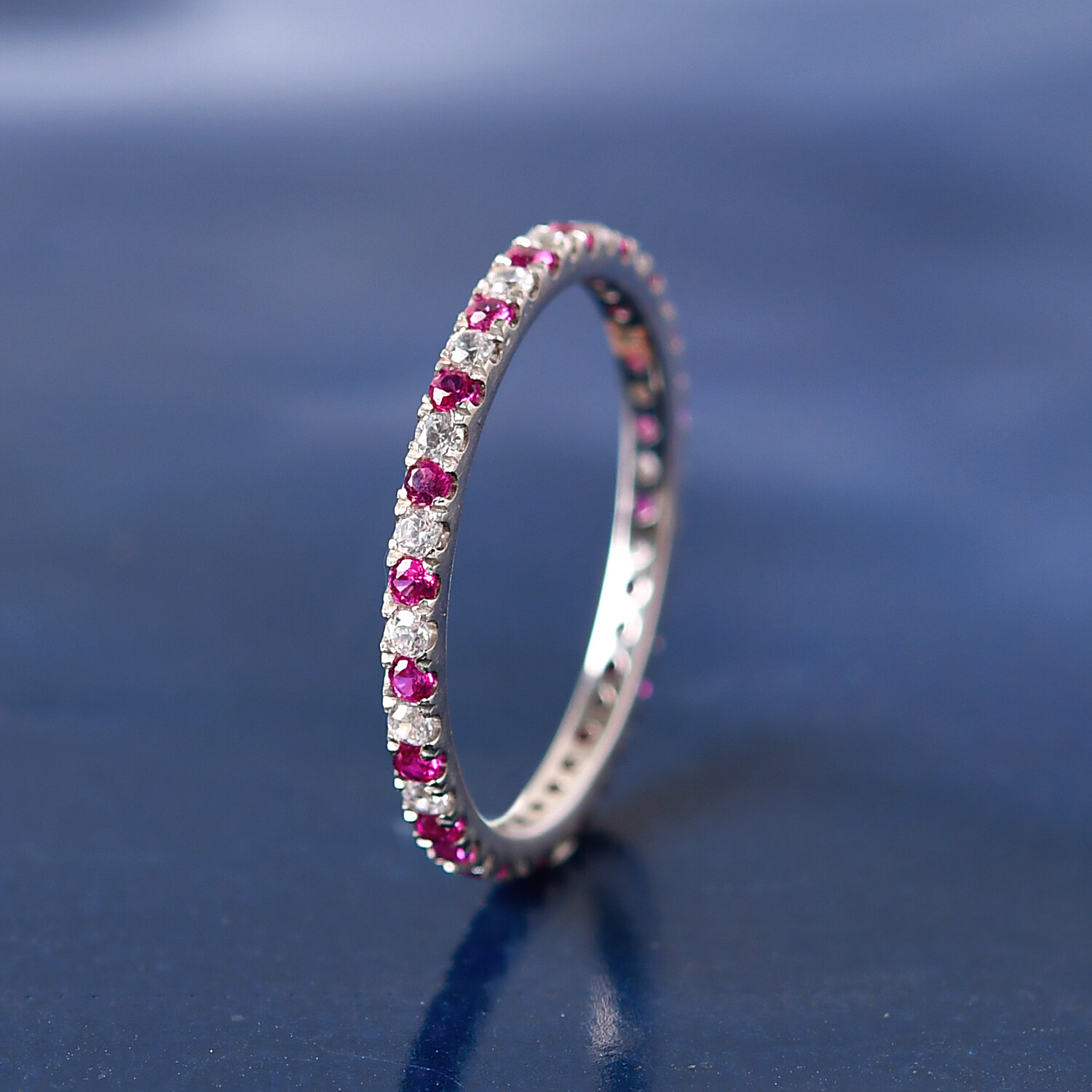 Ruby With Diamond Eternity Band Wedding Matching Ring Bridal Ring Gifts for Love