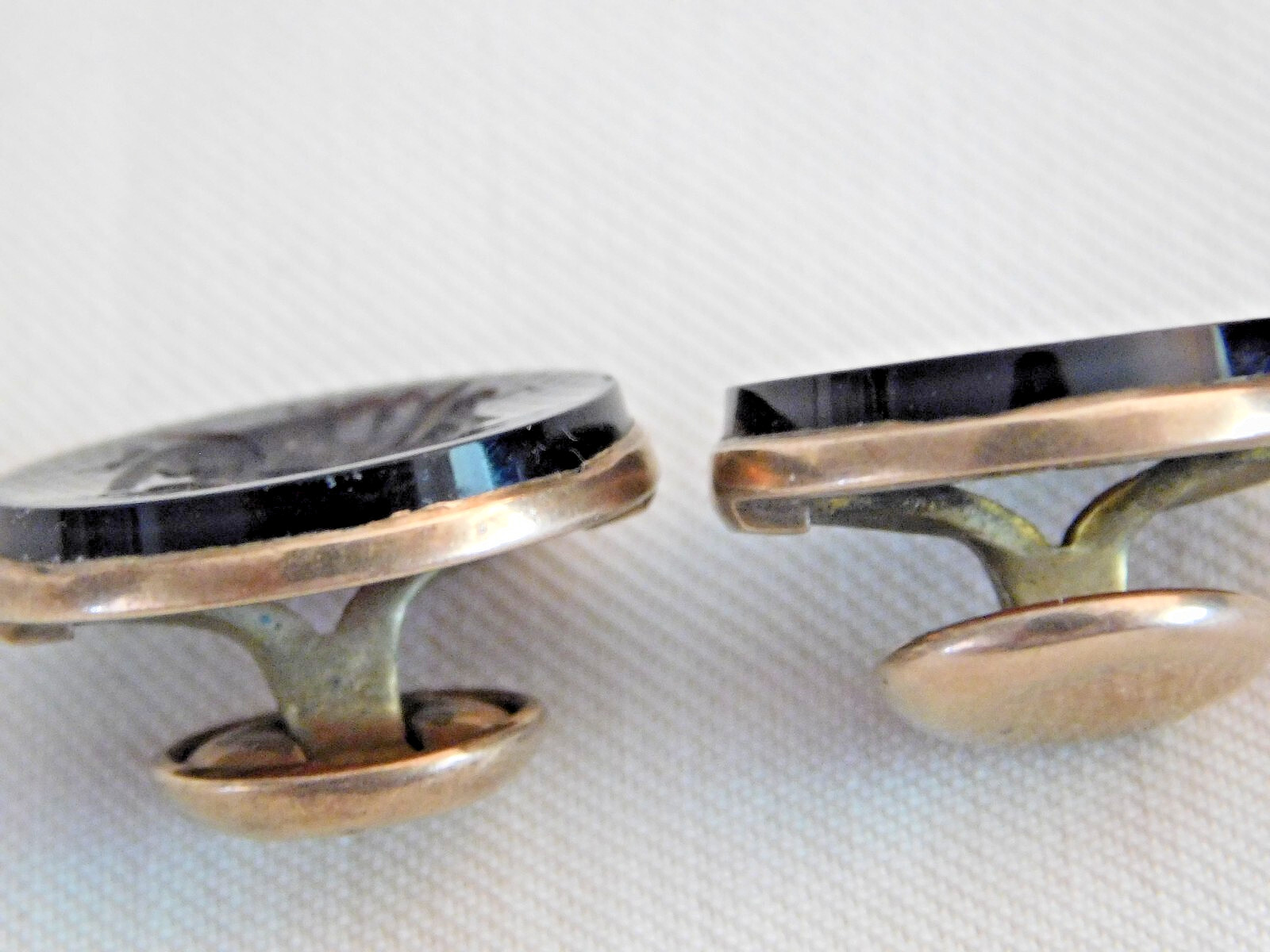 AMAZING Edwardian RENAISSANCE REVIVAL CARVED CARNELIAN CUFFLINKS, GODDESS, 1900