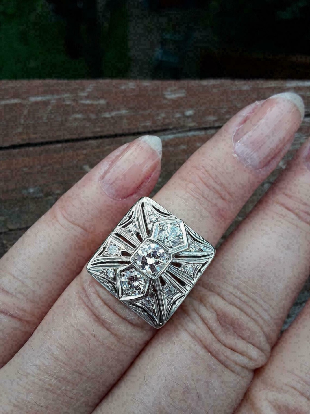 2.77 CT Round Moissanite 925 Silver Wedding Vintage Style Square Ring For Woman