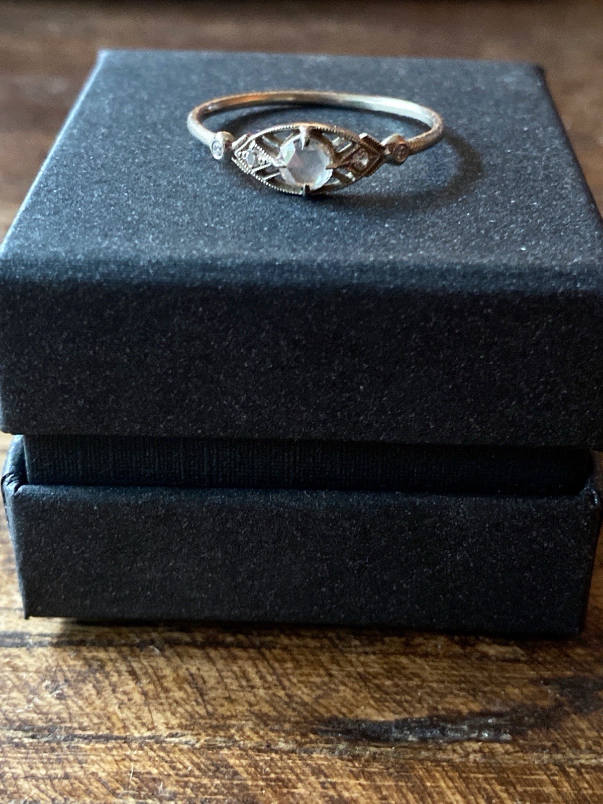 DMD Metal Isadora Ring/with 4mm White Rose Cut Diamond