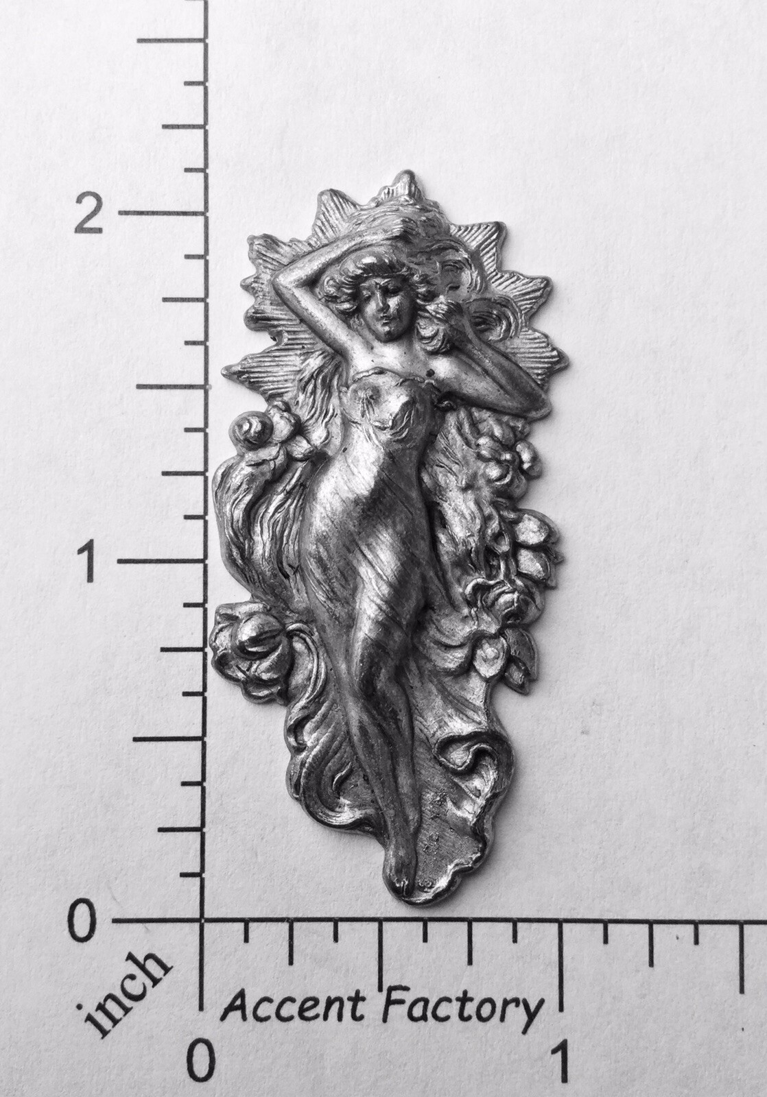 15204 Matte Silver Oxidized Victorian Woman Jewelry Finding