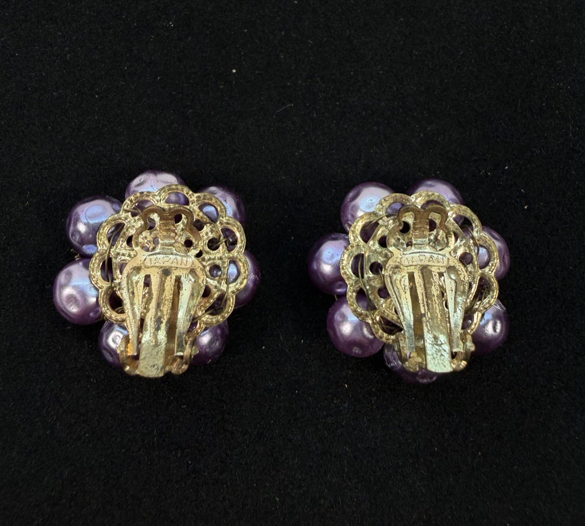 Bead Cluster Clip On Earrings Set of 3 Pairs Japan Hong Kong 1950s 1960s