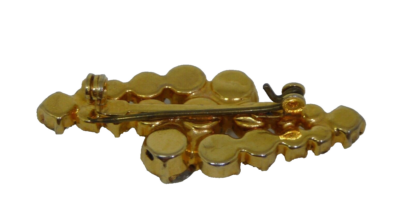 Vintage Gold Tone Clear Rhinestone Brooch Pin Bling USA Seller