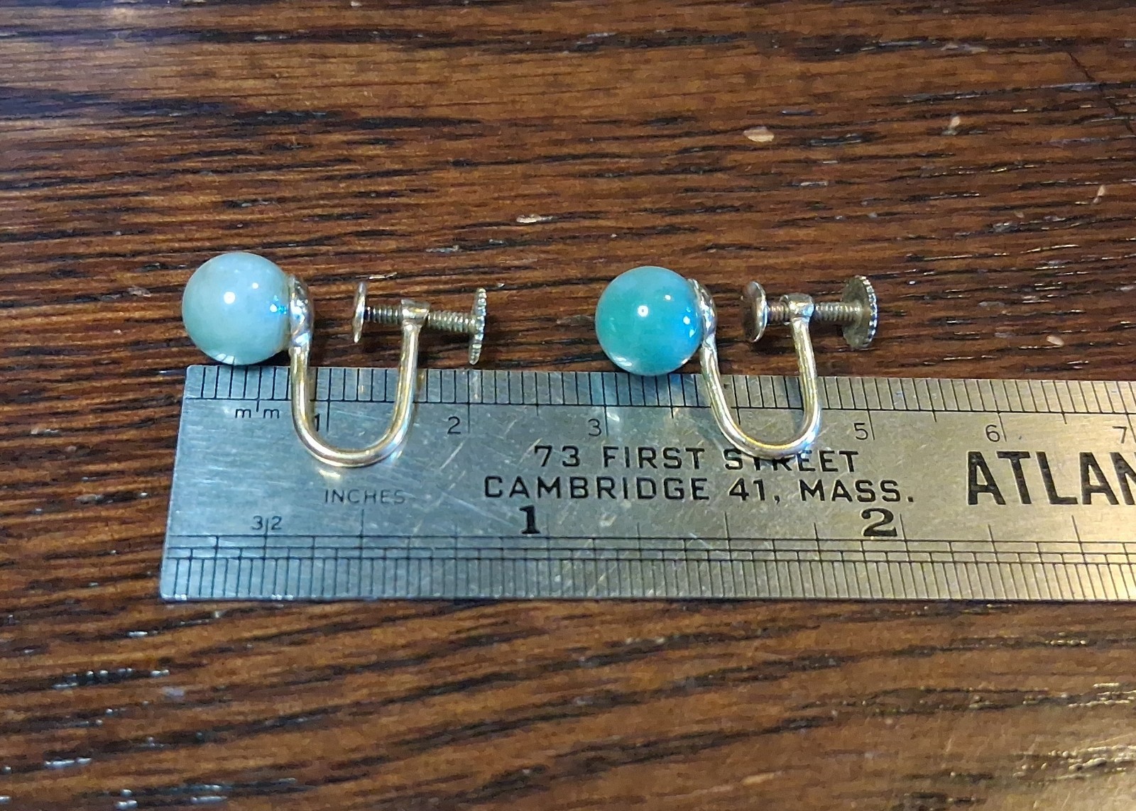 Vintage Cultra 8mm Jade(?) Sphere Gold Filled Screwback Earrings See Pics/Descri