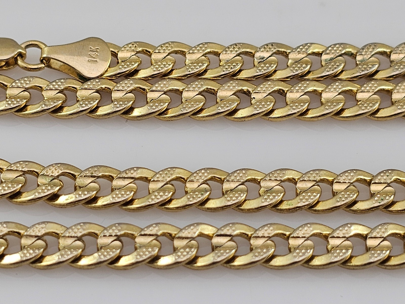 Large Gold Tone Curb Chain Necklace 30″ 6.4mm 42.1g Stamped 14K Not Gold