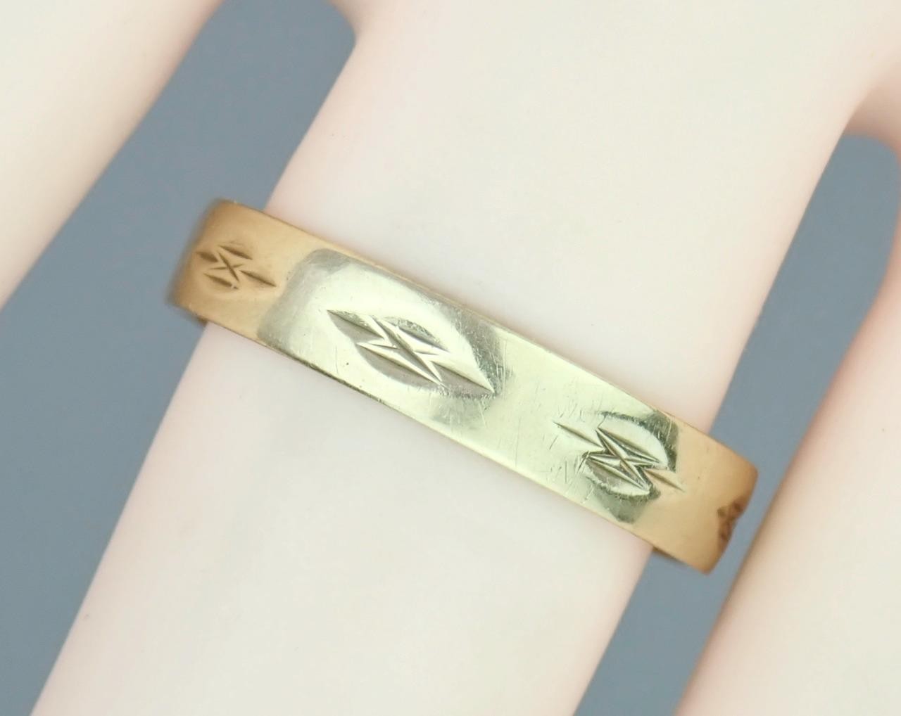 Super Vintage 1980s Solid 9K Gold 3.6mm Diamond Cross Wedding Band Ring 1984 6.5